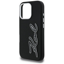 Karl Lagerfeld FW Grained Signature Logo Case for iPhone 16 Pro Max - Black