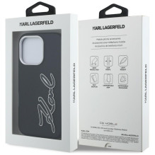 Karl Lagerfeld FW Grained Signature Logo Case for iPhone 16 Pro Max - Black