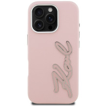 Karl Lagerfeld FW Grained Signature Logo iPhone 16 Pro Case - Pink