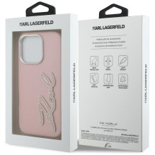Karl Lagerfeld FW Grained Signature Logo iPhone 16 Pro Case - Pink
