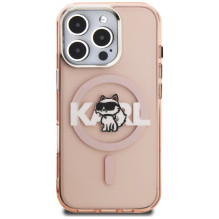 Karl Lagerfeld IML Choupette Sketch Logo MagSafe Case for iPhone 16 Pro Max - Pink