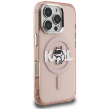 Karl Lagerfeld IML Choupette Sketch Logo MagSafe Case for iPhone 16 Pro - Pink