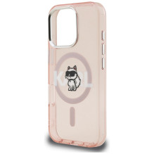 Karl Lagerfeld IML Choupette Sketch Logo MagSafe Case for iPhone 16 Pro - Pink