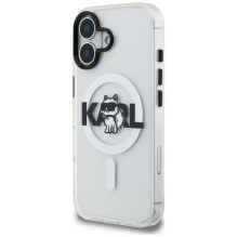 Karl Lagerfeld IML Choupette Sketch Logo MagSafe iPhone 16 Case - Clear