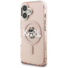 Karl Lagerfeld IML Choupette Sketch Logo MagSafe iPhone 16 Case - Pink