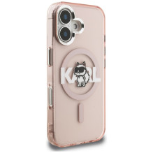 Karl Lagerfeld IML Choupette Sketch Logo MagSafe iPhone 16 Case - Pink