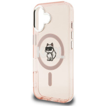 Karl Lagerfeld IML Choupette Sketch Logo MagSafe iPhone 16 Case - Pink