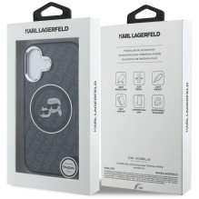 Karl Lagerfeld IML Glitter Karl &amp; Choupette Heads Logo MagSafe Case for iPhone 16 - Black