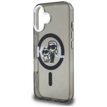 Karl Lagerfeld IML Glitter Karl &amp; Choupette Sketch Logo MagSafe Case for iPhone 16 - Black