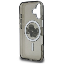 Karl Lagerfeld IML Glitter Karl &amp; Choupette Sketch Logo MagSafe Case for iPhone 16 - Black