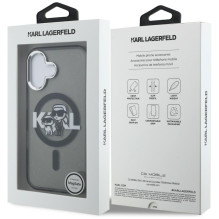 Karl Lagerfeld IML Glitter Karl &amp; Choupette Sketch Logo MagSafe Case for iPhone 16 - Black