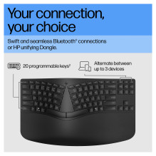 HP 965 BLK ergonominė belaidė klaviatūra