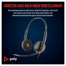 HP Poly Blackwire 3220 stereo USB-C ausinės + USB-C / A adapteris HP Poly Blackwire 3220 stereo USB-C ausinės + USB-C / A adapteris