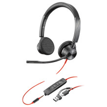 HP Poly Blackwire 3325 Stereo USB-C Headset +3.5mm Plug +USB-C / A Adapter
