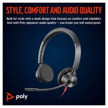 HP Poly Blackwire 3325 Stereo USB-C Headset +3.5mm Plug +USB-C / A Adapter
