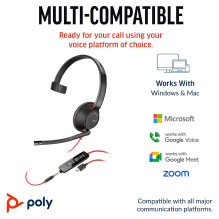 HP Poly Blackwire 5210 monofoninės USB-C ausinės + 3,5 mm kištukas + USB-C / A adapteris (didmeninė prekyba) HP Poly Blackwire 5210 monofoninės USB-C ausinės + 3,5 mm kištukas + USB-C / A adapteris (didmeninė prekyba)