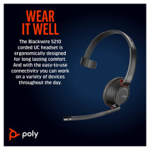 HP Poly Blackwire 5210 Monaural USB-C Headset +3.5mm Plug +USB-C / A Adapter (Bulk) HP Poly Blackwire 5210 Monaural USB-C Headset +3.5mm Plug +USB-C / A Adapter (Bulk)