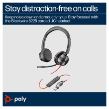 HP Poly Blackwire 8225 Stereo Microsoft Teams Certified USB-C Headset +USB-C / A Adapter