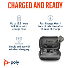 HP Poly Voyager Free 60 UC Carbon Black Earbuds +BT700 USB-C Adapter +Basic Charge Case