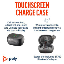 HP Poly Voyager Free 60+ UC Carbon Black Earbuds +BT700 USB-C Adapter +Touchscreen Charge Case
