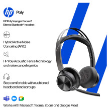 HP Poly Voyager Focus 2 USB-CC ausinės su USB-C / A adapteriu HP Poly Voyager Focus 2 USB-CC ausinės su USB-C / A adapteriu