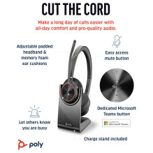 HP Poly Voyager 4320 UC Stereo USB-A Headset +BT700 USB-A Adapter +Charging Stand HP Poly Voyager 4320 UC Stereo USB-A Headset +BT700 USB-A Adapter +Charging Stand