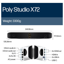 „HP Poly Studio X72“ universali vaizdo konferencijų sistema su baro funkcija „HP Poly Studio X72“ universali vaizdo konferencijų sistema su baro funkcija