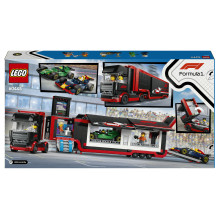 LEGO City F1 sunkvežimis su RB20 ir AMR24 F1 automobiliais