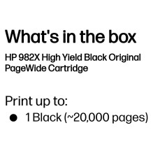 HP 982X didelės talpos juodo rašalo kasetė, originali „PageWide“ rašalo kasetė HP 982X didelės talpos juodo rašalo kasetė, originali „PageWide“ rašalo kasetė