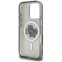„Karl Lagerfeld IML Glitter Karl Choupette Sketch Logo MagSafe“ dėklas, skirtas „iPhone 16 Pro Max“ – juodas