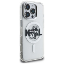 „Karl Lagerfeld IML“ blizgučių ir „Karl Choupette“ eskizo logotipo „MagSafe“ dėklas, skirtas „iPhone 16 Pro Max“ – skaid