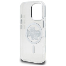 Karl Lagerfeld IML Glitter Karl &amp; Choupette Sketch Logo MagSafe Case for iPhone 16 Pro Max - Clear