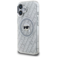 Karl Lagerfeld IML Karl Head Logo MagSafe Case for iPhone 16 - Gray