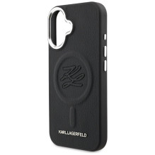 Karl Lagerfeld Initial &amp; Metal Logo MagSafe Case for iPhone 16 - Black