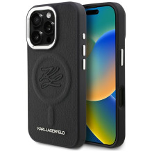 „Karl Lagerfeld“ inicialų ir metalinio logotipo „MagSafe“ dėklas, skirtas „iPhone 16 Pro“ – juodas