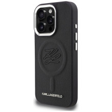 „Karl Lagerfeld“ inicialų ir metalinio logotipo „MagSafe“ dėklas, skirtas „iPhone 16 Pro“ – juodas