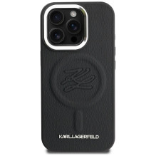 Karl Lagerfeld Initial &amp; Metal Logo MagSafe Case for iPhone 16 Pro - Black