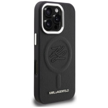 Karl Lagerfeld Initial &amp; Metal Logo MagSafe Case for iPhone 16 Pro - Black