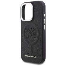Karl Lagerfeld Initial &amp; Metal Logo MagSafe Case for iPhone 16 Pro - Black