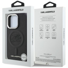 „Karl Lagerfeld“ inicialų ir metalinio logotipo „MagSafe“ dėklas, skirtas „iPhone 16 Pro“ – juodas