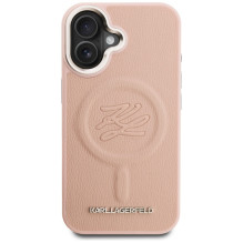 Karl Lagerfeld Initial &amp; Metal Logo MagSafe iPhone 16 Case - Pink