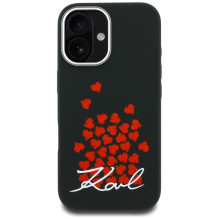 Karl Lagerfeld Silicone Heart Sign Logo MagSafe Case for iPhone 16 - Black
