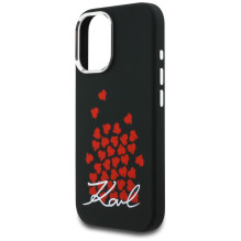 Karl Lagerfeld Silicone Heart Sign Logo MagSafe Case for iPhone 16 - Black