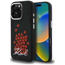 „Karl Lagerfeld“ silikoninis širdelės ženklo logotipo „MagSafe“ dėklas, skirtas „iPhone 16 Pro“ – juodas