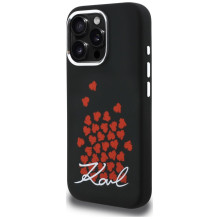 Karl Lagerfeld Silicone Heart Sign Logo MagSafe Case for iPhone 16 Pro Max - Black
