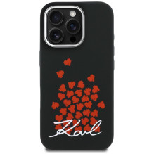 Karl Lagerfeld silikoninis širdelės formos „MagSafe“ dėklas, skirtas „iPhone 16 Pro Max“ – juodas