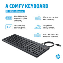 HP 150 USB-A laidinė klaviatūra HP 150 USB-A laidinė klaviatūra