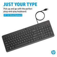 HP 150 USB-A laidinė klaviatūra HP 150 USB-A laidinė klaviatūra