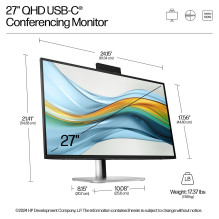 HP serijos 5 Pro 27 colių QHD USB-C konferencijų monitorius – 527 pm kompiuterio monitorius