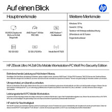 HP ZBook Ultra 14 G1a AMD Ryzen AI Max PRO 385 35,56 cm 14 colių WUXGA 32GB 512GB / SSD W11P 1J Gar (EU) HP ZBook Ultra 14 G1a AMD Ryzen AI Max PRO 385 35,56 cm 14 colių WUXGA 32GB 512GB / SSD W11P 1J Gar (EU)